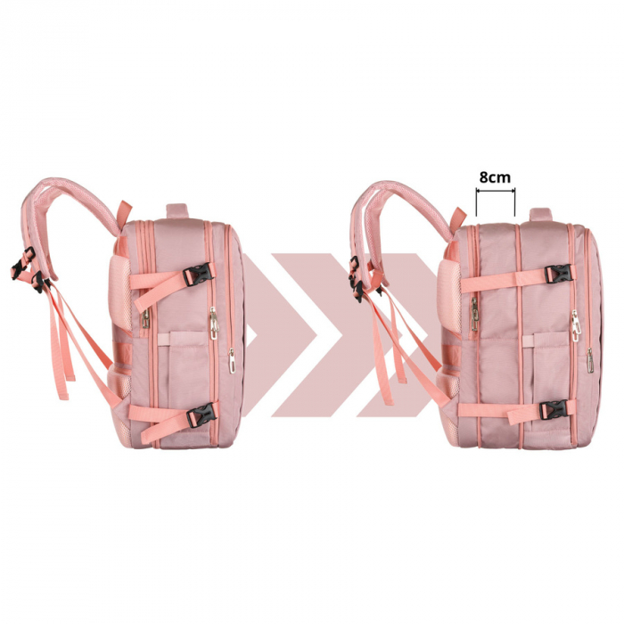 Rucsac cu spațiu pentru laptop roz, suspendat pe bretele reglabile - Peterson PTR-PTN 24403-6942 PINK [3]