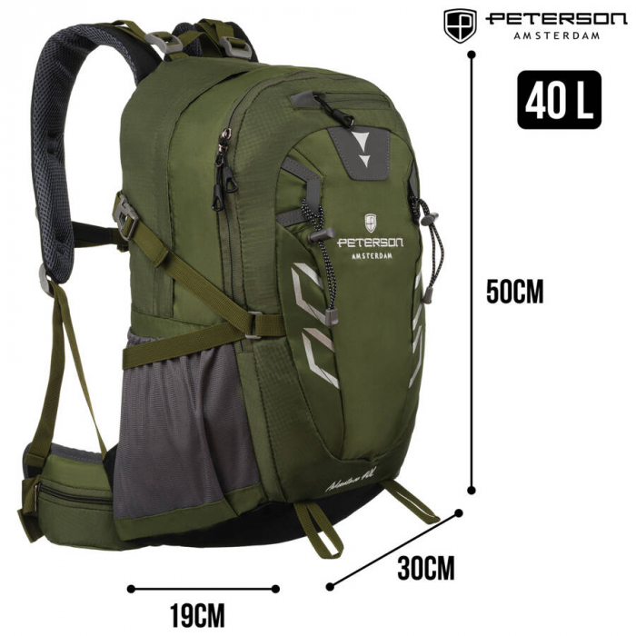 Rucsac de drumeție sport verde aventură cu fluier de salvare - Peterson PTR-PTN JPS-01-8474 GREE [2]