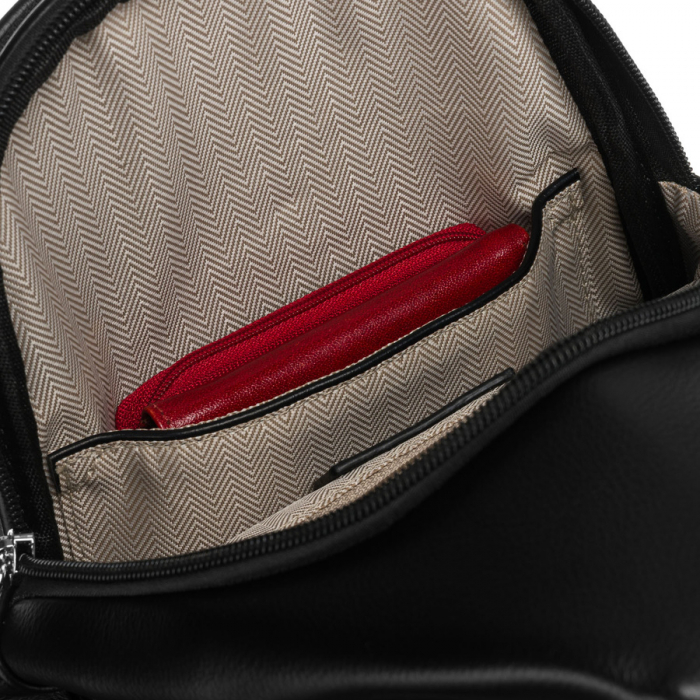 Geantă funcțională neagră pentru femei cu curea lată reglabilă, geantă crossbody, piele ecologică, Peterson PTR-PTN SSY-1-PIL BLACK [7]