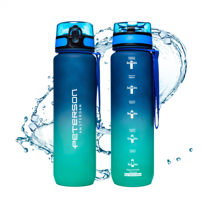 Sticlă de apă tritan albastru-verde cu o capacitate de 1000 ml - Peterson PTR-PTN HY-003-1L-9539 N [1]