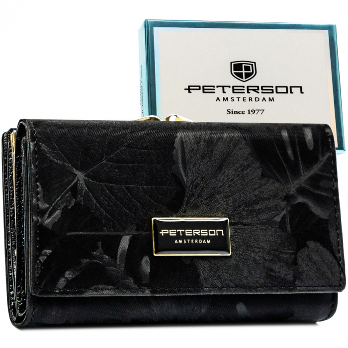Portofel din piele pentru femei Peterson PTR-PTN PS108-MLF BLACK [1]