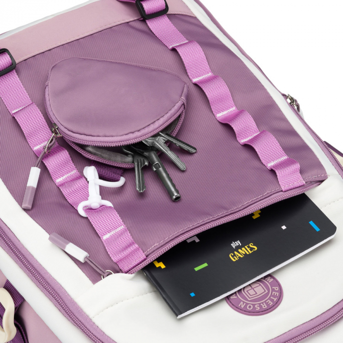Ghiozdan școlar din poliester, alb și violet, cu bretele reglabile - Peterson PTR-PTN 8603-1303 PURPLE [19]