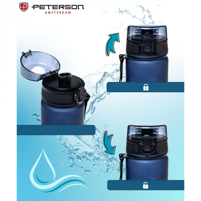 Sticlă de apă practică și durabilă, roșie și violetă, cu cană de măsurat - Peterson PTR-PTN HY-003-1L-9560 P [4]
