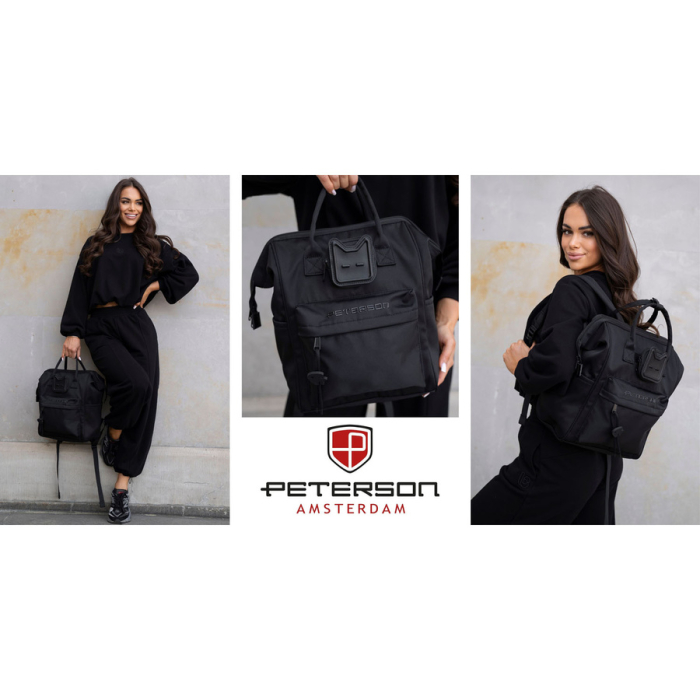Rucsac de damă cu compartiment pentru laptop, fabricat din poliester negru - Peterson [38]