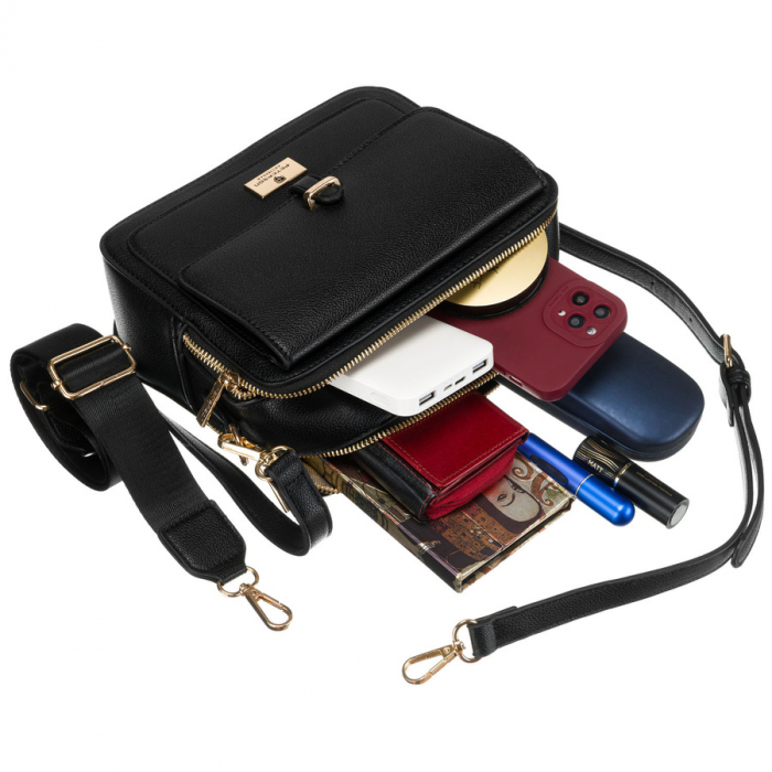 Geantă de damă neagră, urbană, din piele ecologică - Peterson PTN TOR-ALE-21 BLACK [11]