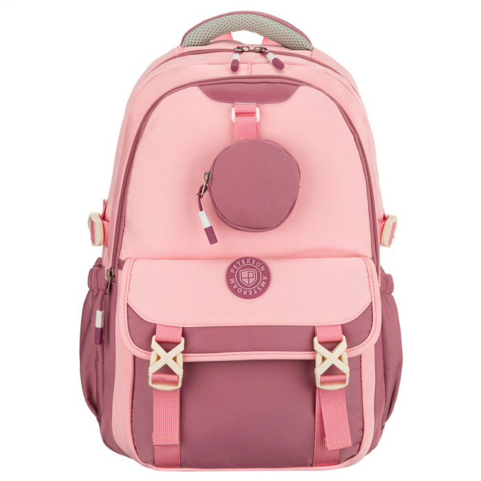 Rucsac școlar spațios din poliester roz, cu bretele reglabile - Peterson PTR-PTN 8610-1327 PINK [3]