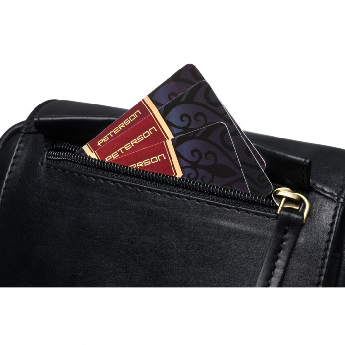 Geantă de umăr bărbătească din piele neagră cu fermoar și clemă magnetică - Peterson PTR-PTN 512-TUM-0550 BLA [8]