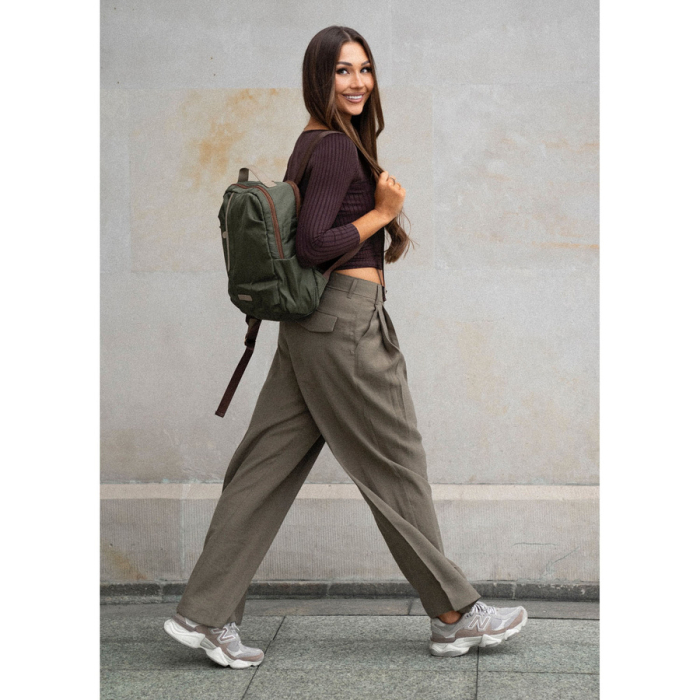 Rucsac verde de damă cu bretele reglabile și închidere cu fermoar - Peterson PTR-PTN JN-09-0078 GREEN [6]