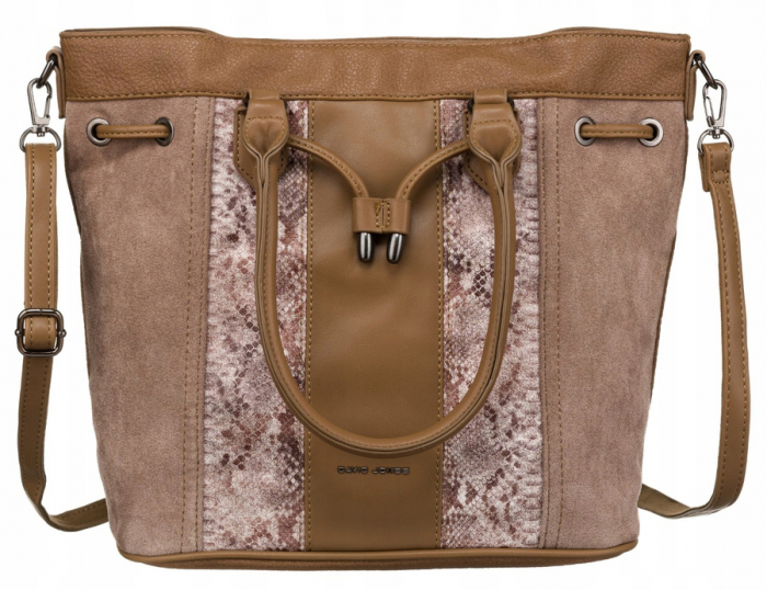 Geanta de dama din piele ecologica cu motiv piele de sarpe - David Jones PTR-6885-5 CAMEL [2]