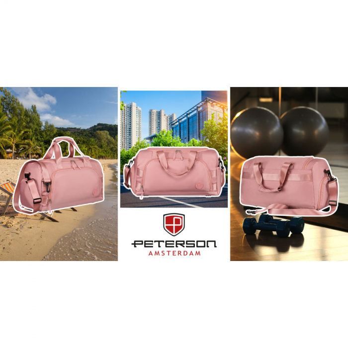 Geantă de călătorie roz pentru weekend cu compartiment lateral pentru pantofi - Peterson PTR-PTN 24427-8359 PINK [4]