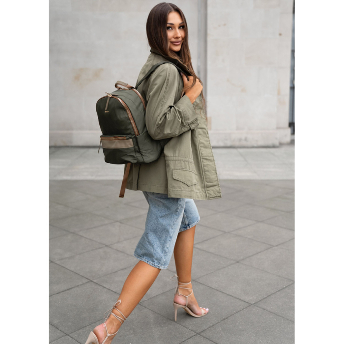 Rucsac verde, urban, pentru femei, din poliester, cu fermoare - Peterson PTR-PTN JN-11-0177 GREEN [3]