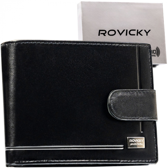 Portofel din piele naturala pentru barbati Rovicky PTR-CPR-06L-NBAR BLACK [1]