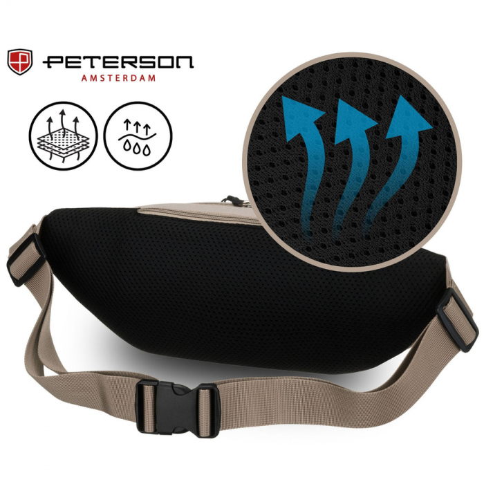 Geantă sport practică, tip borseta din poliester gri deschis, cu curea reglabilă - Peterson PTR-PTN SWY-01-8542 L.GR [5]