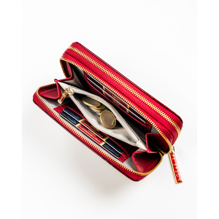 Portofel de damă cu fermoar, mărime medie, roșu, din piele ecologică lăcuită - Peterson PTR-PTN 007-BC-7274 [9]