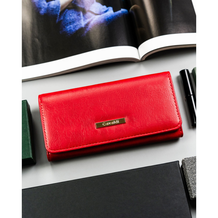 Portofel orizontal clasic pentru femei din piele ecologică, roșu, cu capsă 4U CAVALDI PTR-CHWJ-05-4825 [2]