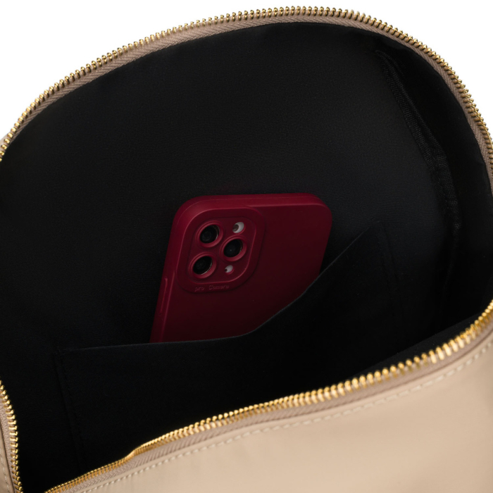Rucsac bej pentru femei din nailon și piele ecologică cu fermoar - Peterson PTR-PTN JN-17-0405 BEIGE [17]