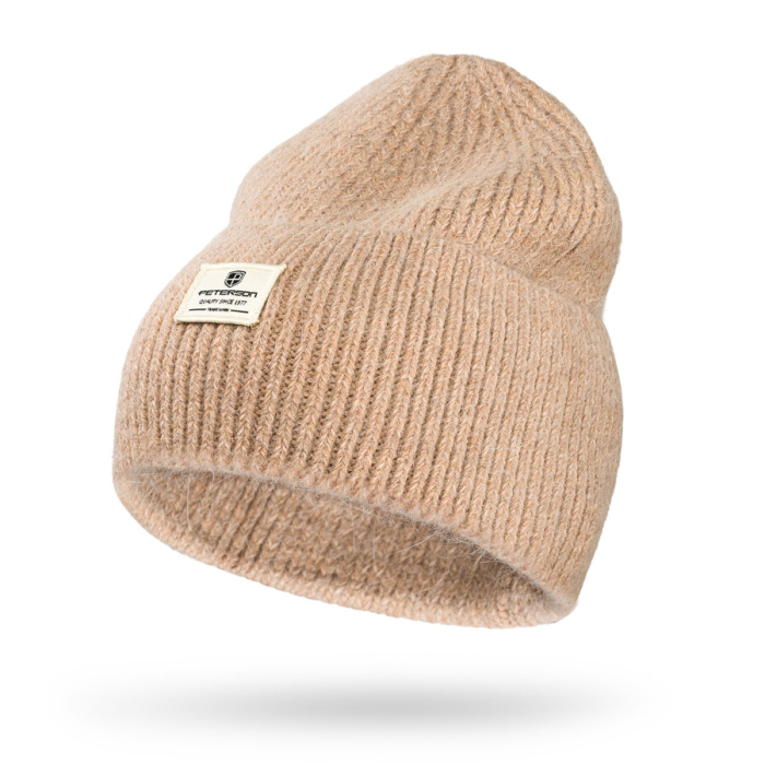Căciulă beanie bej pentru femei, mărime universală, cu sigla mărcii - Peterson PTR-PTN HAT-10-5516 KHAK [1]