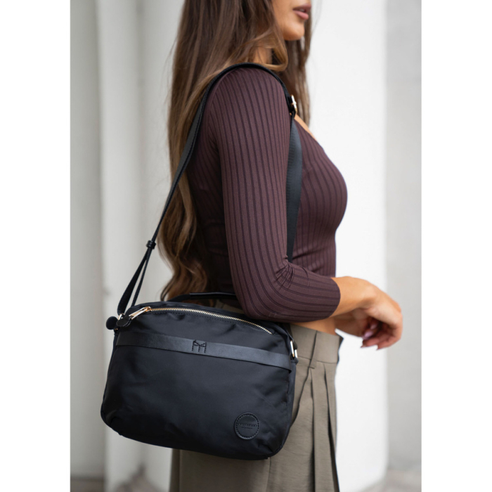 Geantă de damă din nylon negru, cu un singur compartiment, închidere cu fermoar - Peterson PTR-PTN JN-13-0252 BLACK [3]