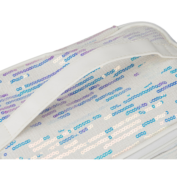 Geantă cosmetică albă din material sintetic, decorată cu paiete, prevăzută cu un mâner confortabil - Peterson PTR-PTN KOS-DA-18-3521 W [6]