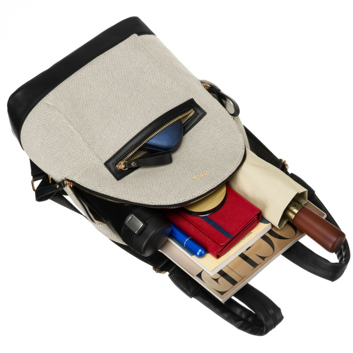 Rucsac mare, urban, pentru femei, de culoare bej, din pânză Peterson PTR-PTN CAN-05 NAT-BLACK [9]