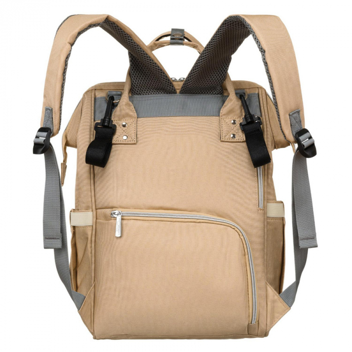 Rucsac multifunctional pentru mamici cu buzunare cu fermoar de culoare bej - Peterson PTR-PTN MB1-5978 BEIGE [12]