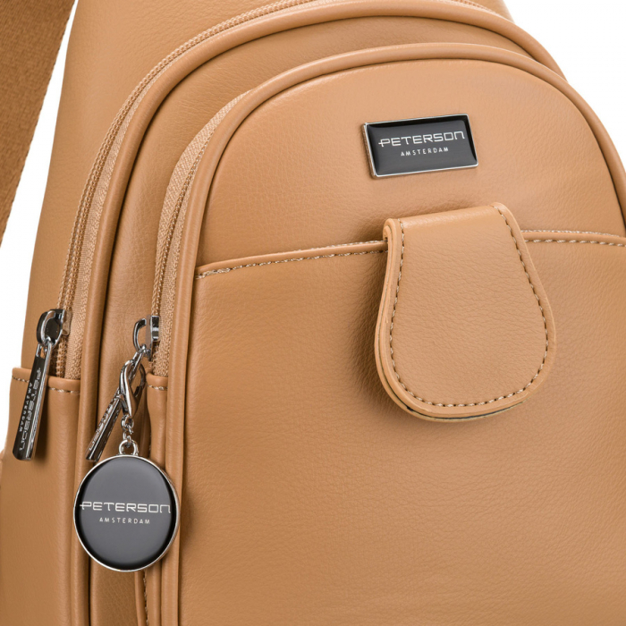 Geantă de umăr sport bej pentru femei, geantă crossbody, din piele ecologică, Peterson PTR-PTN SSY-1-PIL BAIGE [3]