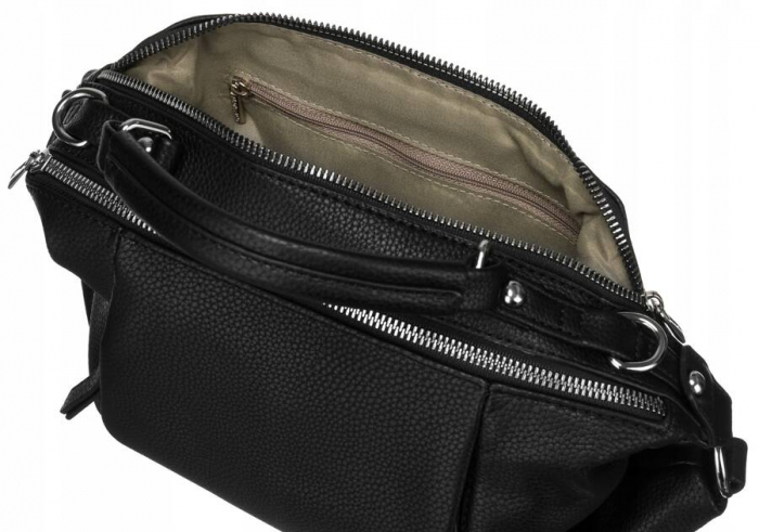 Geanta messenger dama din piele ecologica cu bretele detasabile - Flora&Co PTR-H3605 NOIR [5]