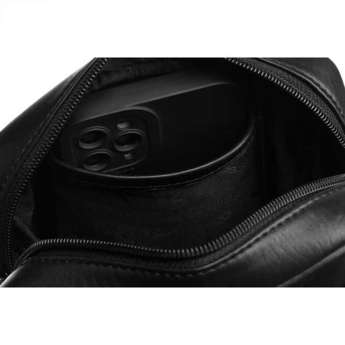 Geantă de umăr bărbătească din piele neagră cu fermoar și clemă magnetică - Peterson PTR-PTN 512-TUM-0550 BLA [7]