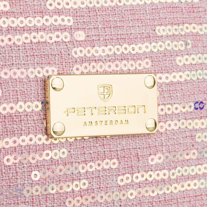 Geantă cosmetică de călătorie din material sintetic roz, decorată cu paiete - Peterson PTR-PTN KOS-DA-18-3538 P [4]