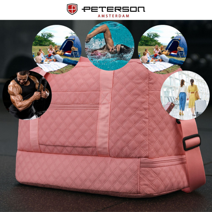 Geantă de antrenament roz, cu două compartimente, din poliester - Peterson PTR-PTN PIK-01-8540 PINK [4]