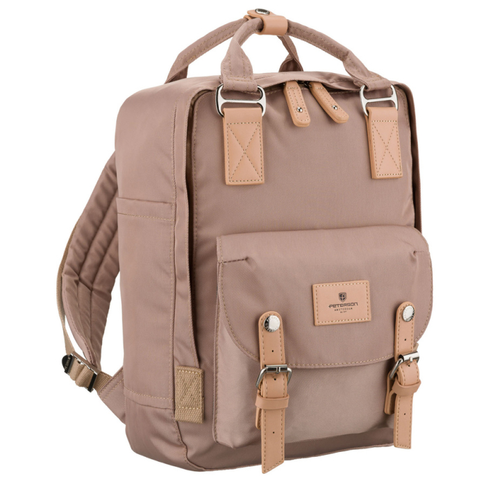 Rucsac bej, mare, pentru femei, confecționat din poliester și piele ecologică - Peterson PTR-PTN GAMMA BEIGE [1]