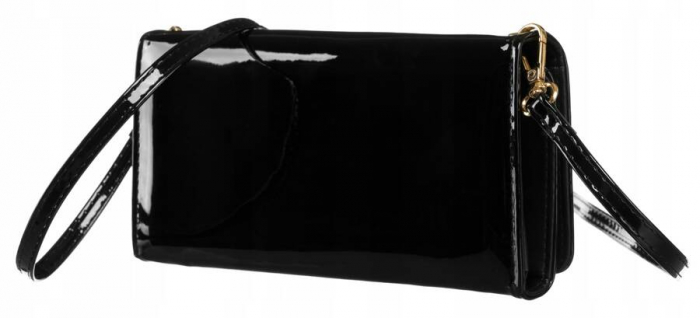 Geanta de mana neagra, eleganta 2 in 1 din piele ecologica lacuita - Rovicky PTR-R-MW-01-6083 BL [3]
