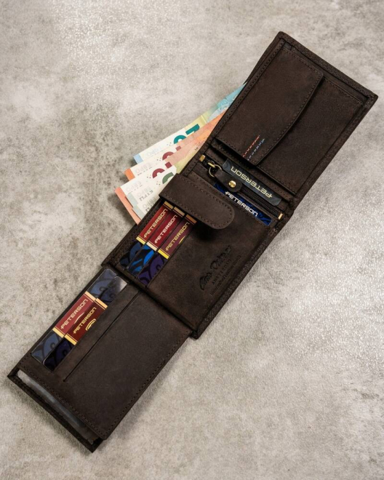 Set cadou portofel barbati din piele naturala si breloc Peterson PTR-PTN SET-M-1549-CHM B [9]