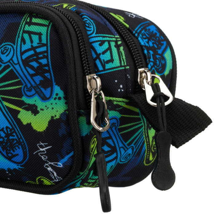 Penar școlar cu două compartimente din poliester cu model de skateboard - Peterson PTR-PTN MOTYLEK-5127 B25 [5]
