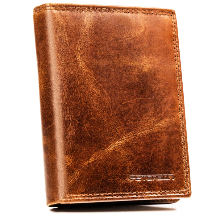 Portofel bărbătesc vertical din piele maro, fără închidere exterioară - Peterson PTR-PTN N4-LWC-0697 COGN [2]