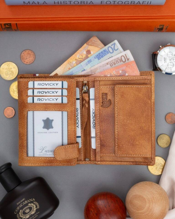 Portofel barbati din piele naturala PTR-N4A-HP-BL-1222 TAN [4]
