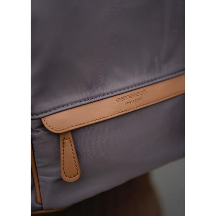 Rucsac gri de damă din nailon și piele ecologică cu curea detașabilă, compartiment unic - Peterson PTR-PTN JN-12-0238 GRAY [21]