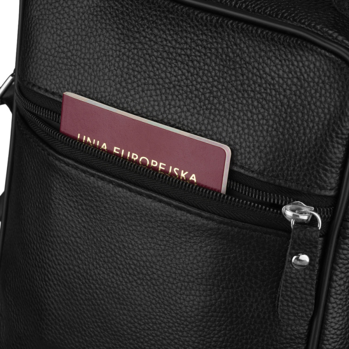 Geantă bărbătească din piele naturală de culoare neagră - Rovicky PTR-R-ST7-01-7571-BLACK [8]