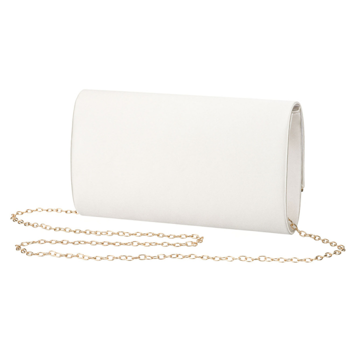 Geantă tip clutch de damă din material sintetic alb, suspendată cu lanț - Rovicky R-XS028-3-0665 WHITE [3]