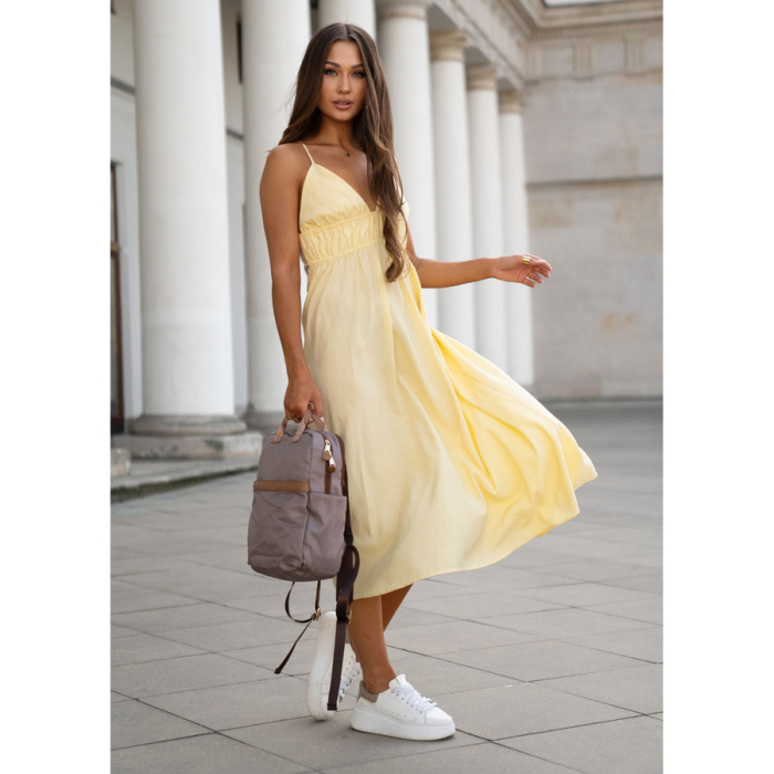 Rucsac de damă bej din nylon cu bretele reglabile și închidere cu fermoar - Peterson PTR-PTN JN-08-0016 BEIGE [3]