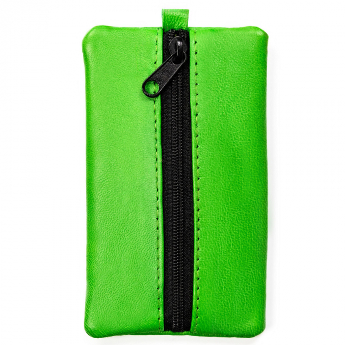 Husa din piele naturala verde cu fermoar in fata PTR-KC-02-PDM L.GREEN [1]