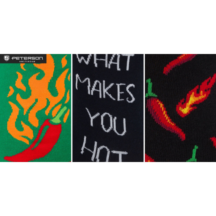 Set de șosete bărbătești în mărimile 38-44 cu model cu chili - Peterson PTR-PTN SML-S3W-CH-38-44 [36]