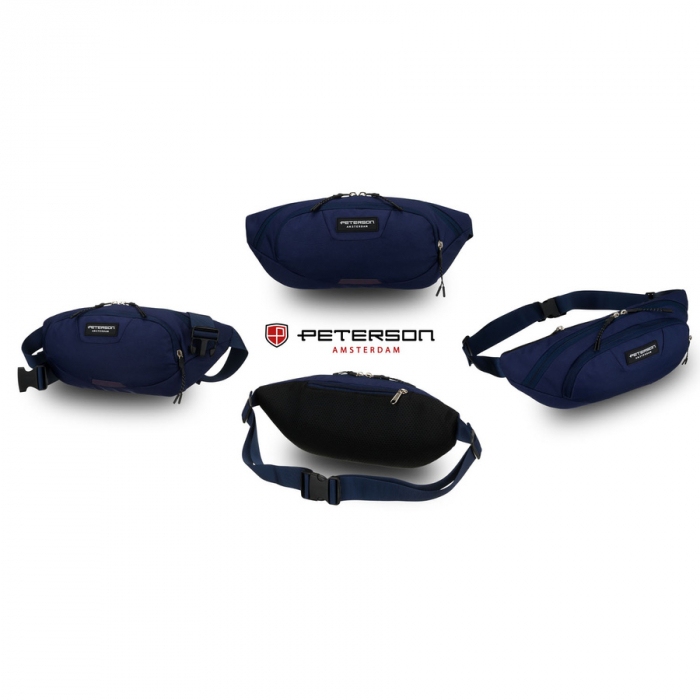 Geantă sport tip borseta din poliester bleumarin cu închidere cu fermoar - Peterson PTR-PTN SWY-01-8443 NAVY [3]
