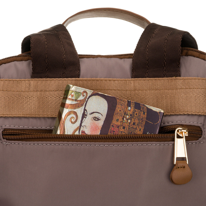 Rucsac bej pentru femei din nailon cu bretele reglabile - Peterson PTR-PTN JN-09-0061 BEIGE [19]