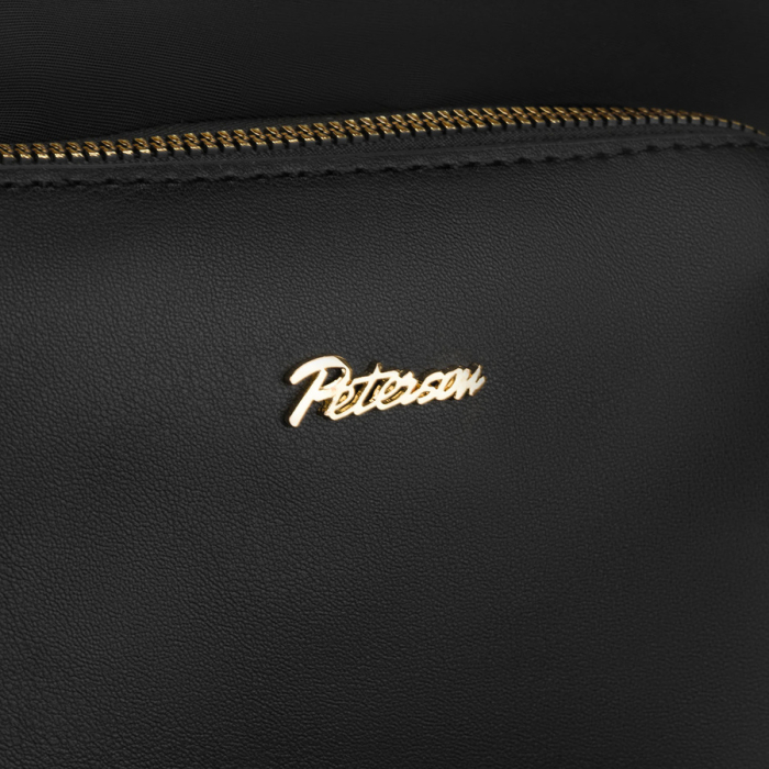 Geantă de damă neagră, din nailon și piele ecologică, cu mânere și curea detașabilă - Peterson PTR-PTN JN-16-0375 BLACK [10]