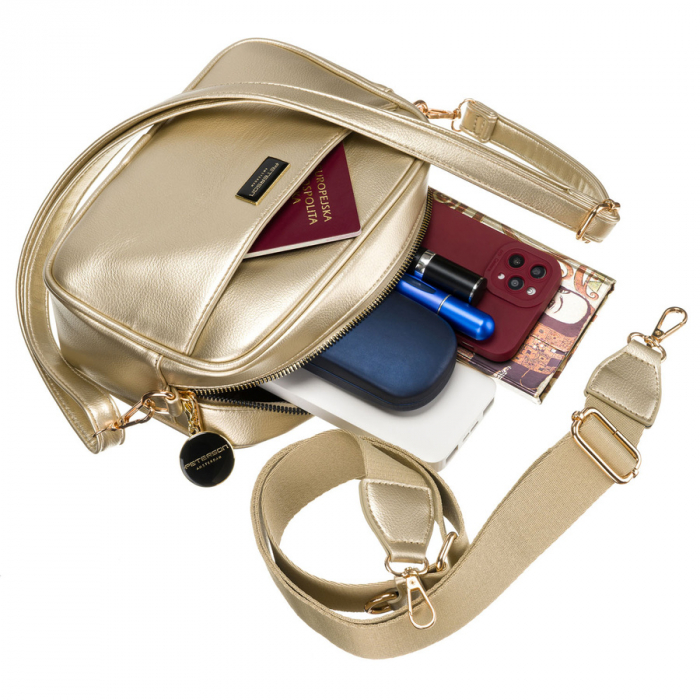 Geantă de damă aurie strălucitoare, din piele ecologică, de la Peterson PTR-PTN STY-2-PIL GOLD [11]