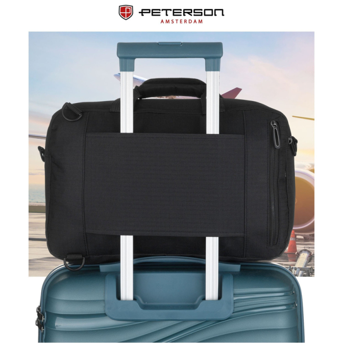 Rucsac de călătorie negru cu închidere cu fermoar, perfect pentru bagajul de mână - Peterson PTR-PTN WRONA-9638 BLACK [13]