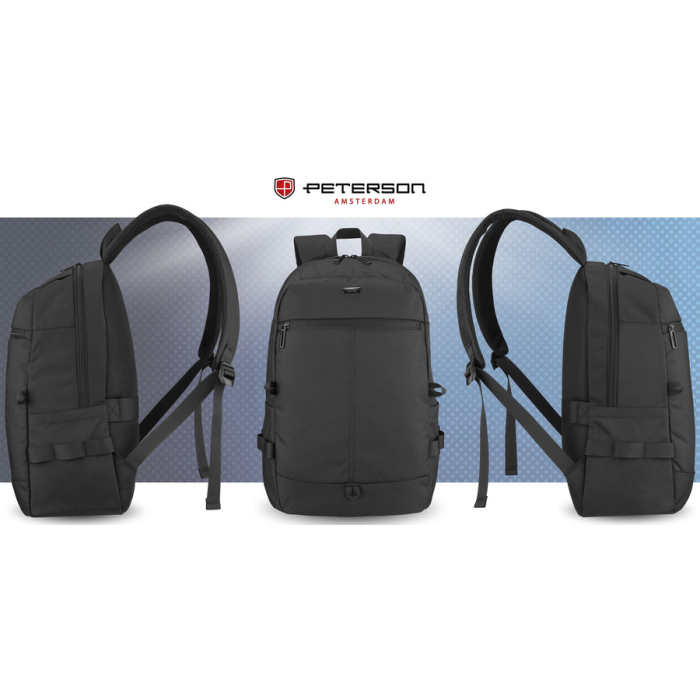 Rucsac mare, negru, din poliester, cu compartiment pentru laptop și compartiment individual - Peterson [11]
