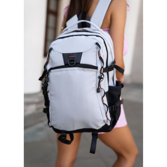 Rucsac mare, turistic, din poliester gri, cu două compartimente, cu fermoar - Peterson [7]