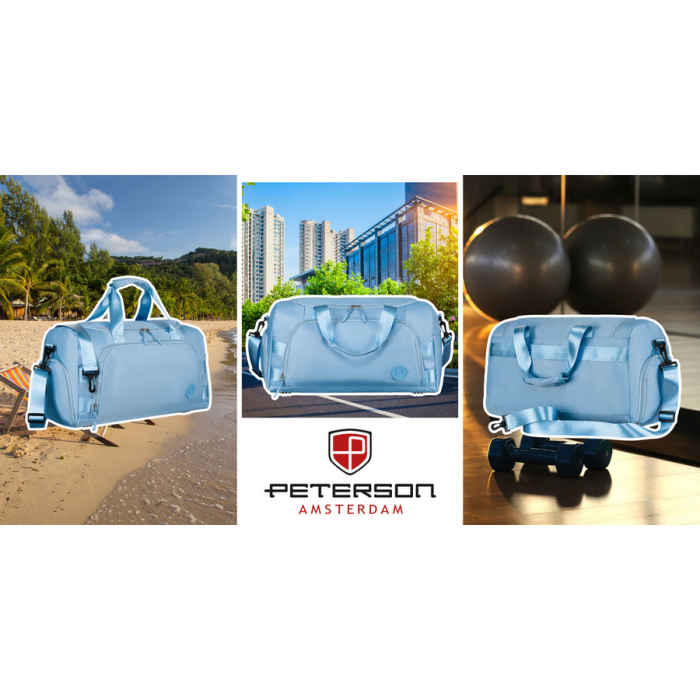 Geantă de călătorie , albastru deschis, cu mâner pentru valiză - Peterson PTR-PTN 24427-8311 BLUE [3]